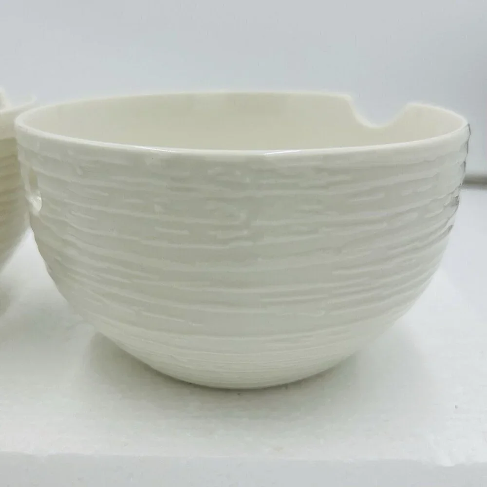 Nicole Miller Ceramic Ivory Noodle Soup Ramen Bowl Set of 2 (6.25x3.75)